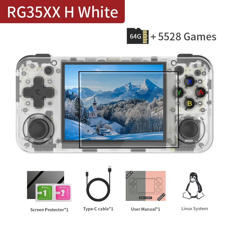 RG35XX H Handheld Game Console Linux 3.5 Inch IPS Screen H700 Retro Video Games Player 3300Mah 64G 5528 Classic Games